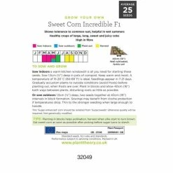 'Incredible' F1 Sweetcorn Seeds | By Plant Theory -botanical garden shop PL60055 add image 2 c625